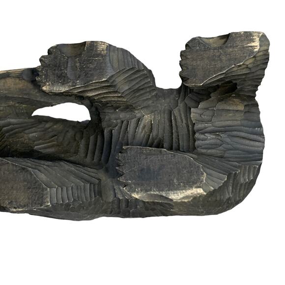 Antique Japan bear wood carving Ainu art Hokkaido hand carving sculpture - Picture 9 of 13